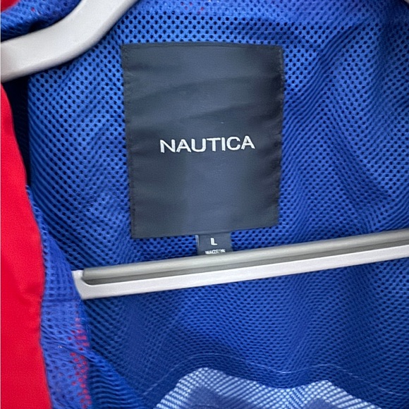 Nautica brand navy grey and red windbreaker sailing jacket size large button up - Picture 4 of 4